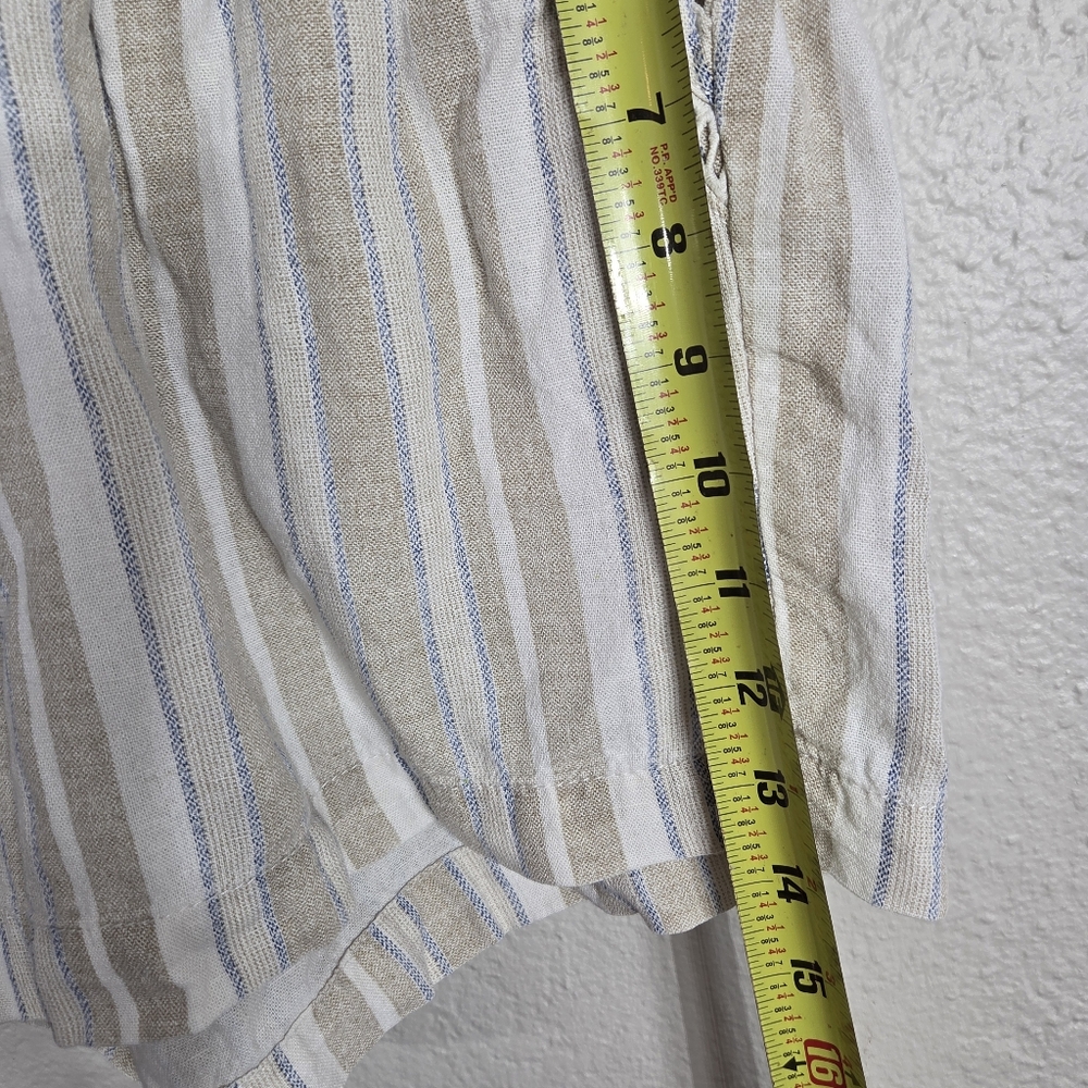 Briggs Ladies' Linen Blend Short Size Large Cream Striped Embroidered - Picture 13 of 16